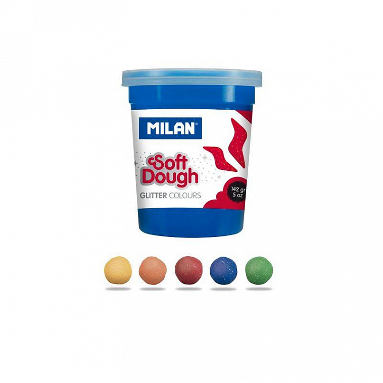 Набор мягкого пластилина MILAN неоновые цвета в баночках 5 цветов х 142г в картонной упаковке