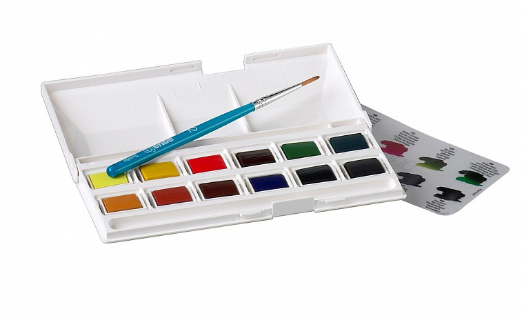 Набор акварели Daler-Rowney "Simply" карманный, 12 полу-кювет 606x758