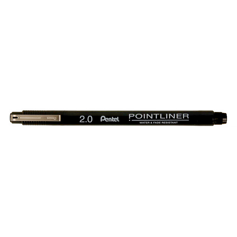 Линер Pentel Pointliner Calligraphy 2 мм , черные чернила 606x758