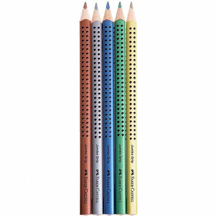 Набор карандашей цветных Faber-castell "Jumbo Grip" металлик, 5 цв в картоне 