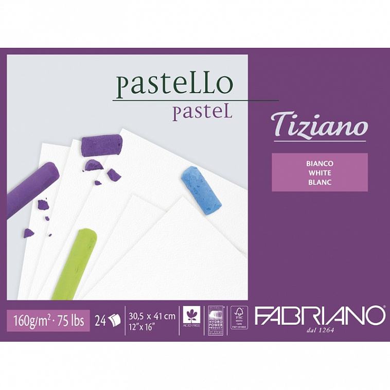 Блокнот-cклейка для пастели Fabriano "Tiziano Bianco" А3 24 л 160 г 606x758