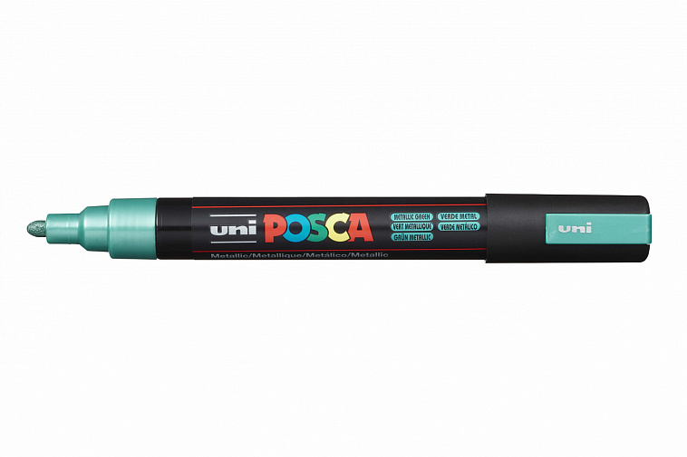 Маркер UNI "POSCA" PC-5M, 1,8-2,5 мм, наконечник пулевидный, цвет зеленый металлик 606x758
