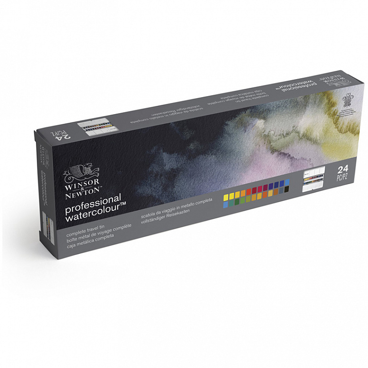 Набор акварели Winsor&Newton 24 мал кюветы для этюдов в метал кор 