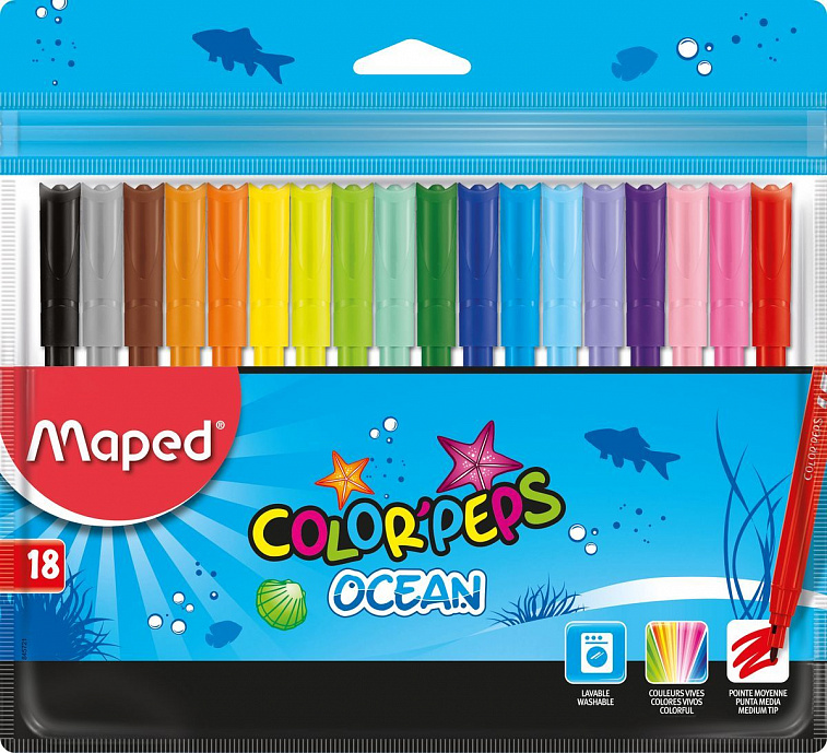 Набор фломастеров Maped "Colorpeps Ocean" 18 цв  