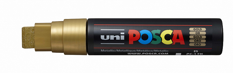Маркер UNI "POSCA" PC-17K, 15,0 мм, наконечник скошенный, цвет золотой 606x758