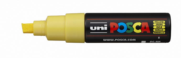 Маркер UNI "POSCA" PC-8K, до 8,0 мм, наконечник скошенный, цвет желтый 606x758