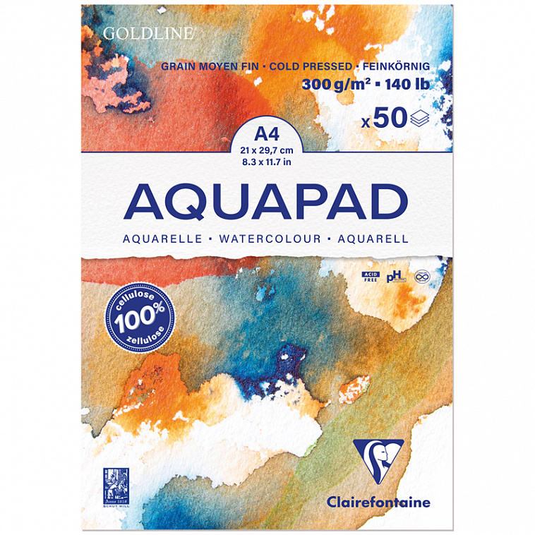 Альбом-склейка для акварели Clairefontaine "Goldline Aqua" А4 50 л 300 гр, холод. прессование
