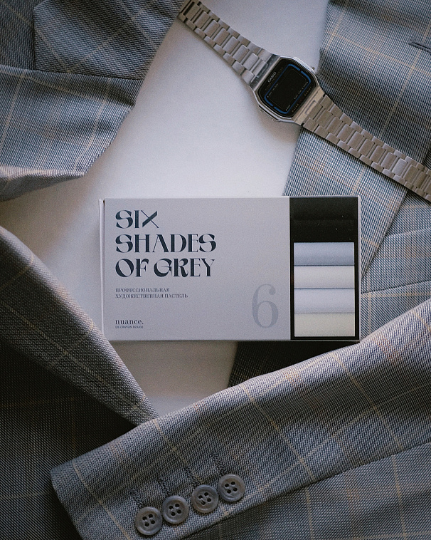 Набор пастели сухой nuance., Six Shades of Grey, 6 шт (серые) 606x758