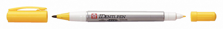 Маркер Sakura "IDenti Pen" двусторонний перманентный желтый, стержень 0,4-1,0мм 606x758