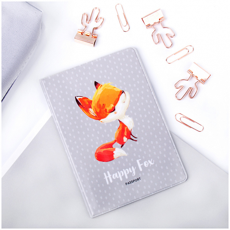 Обложка для паспорта MESHU "Happy Fox", ПВХ, 2 кармана