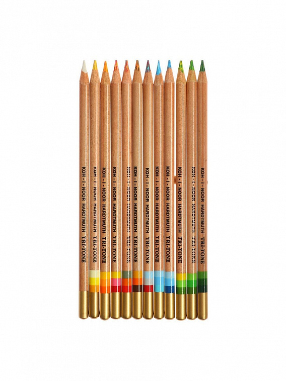 Набор карандашей многоцветных Koh-I-Noor "TRI-TONE 3442" 12 шт, металл.коробка