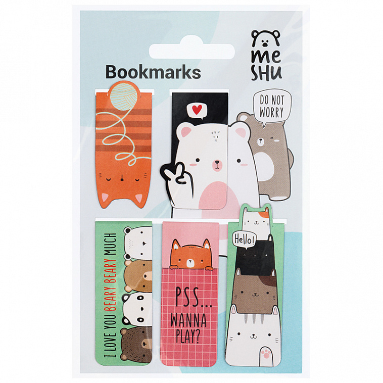 Закладки магнитные для книг MESHU "Beary beary" 5 шт 606x758