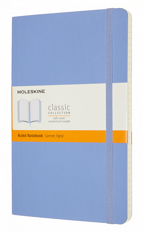 Записная книжка в линейку Moleskine "Classic Soft" Large 13х21 см 192 стр., обложка мягкая голубая г