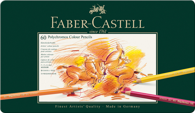 Набор карандашей цветных Faber-castell "Polychromos" 60 шт проф-ные в металле  