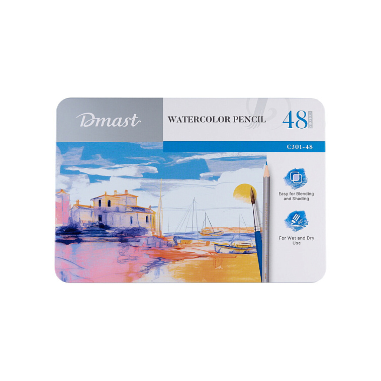 Набор карандашей акварельных Dmast 48 цв в металлическом пенале 606x758