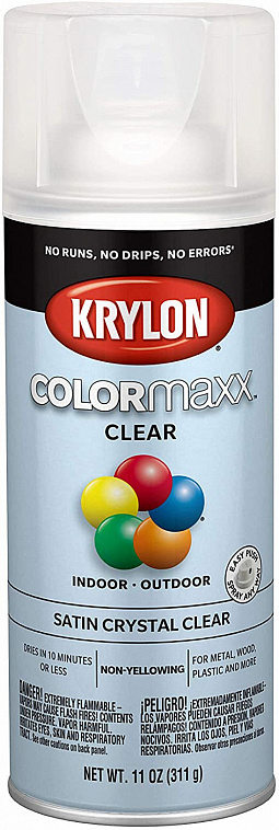 Лак защитный Krylon "Colormaxx Acrylic Crystal clear" 311 г, сатиновый, в аэрозоли