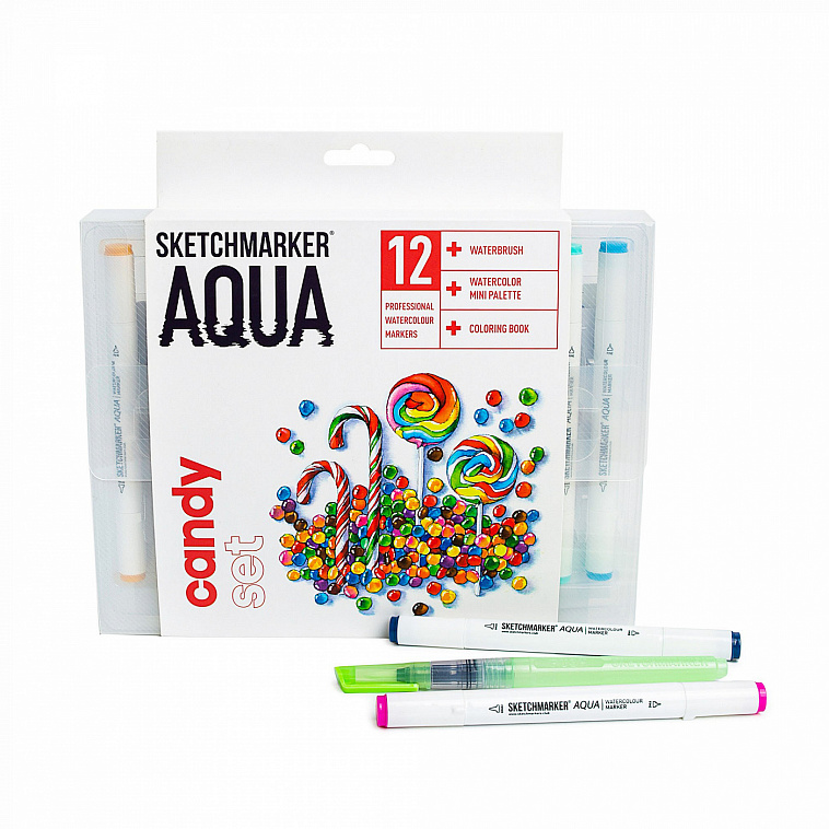 Набор акварельных маркеров SKETCHMARKER "Aqua Pro" Candy Set 12 цв