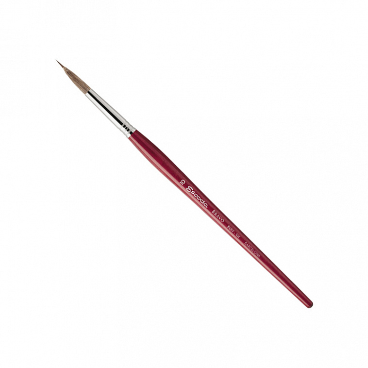 Кисть ушной волос круглая, заостренный кончик Escoda "Bravo 1719" красная короткая ручка