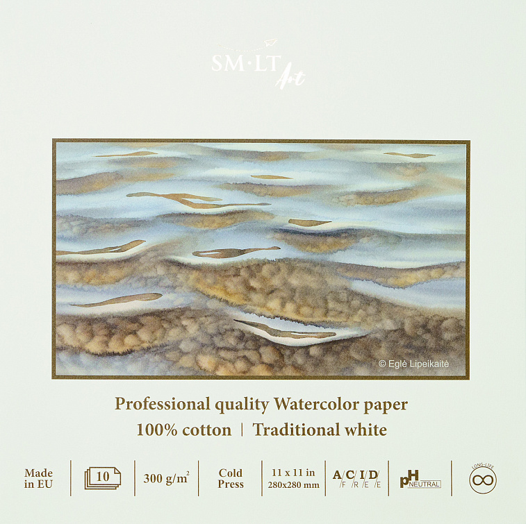 Альбом-склейка для акварели SMLT Watercolor 28x28 см 10 л 300 г 100% хлопок
