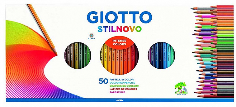 Набор карандашей цветных Fila Giotto "Stilnovo" 50 цв, точилка, в картонной коробке 