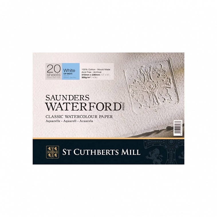 Альбом-склейка для акварели Saunders Waterford C.P. среднее зерно 31х23 см 20 л 300 г белый 606x758