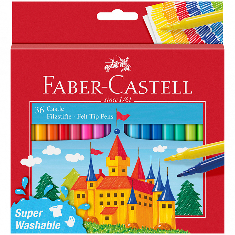 Набор фломастеров Faber-Castell "Замок" 36 цв., смываемые, картон, европодвес