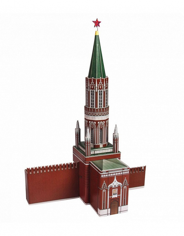Сборная модель из переплетного картона Архитектурные памятники "Никольская башня Московского Кремля"