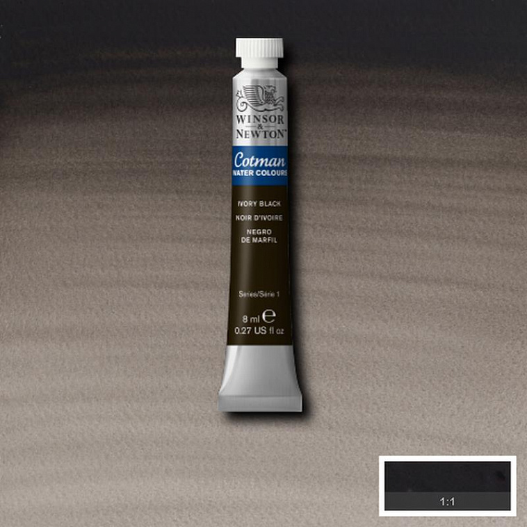▲Акварель Winsor&Newton "Cotman" 8 мл Черный 606x758