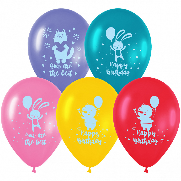 Воздушные шары MESHU "Happy birthday" 10 шт., М12/30 см, пастель, ассорти 606x758