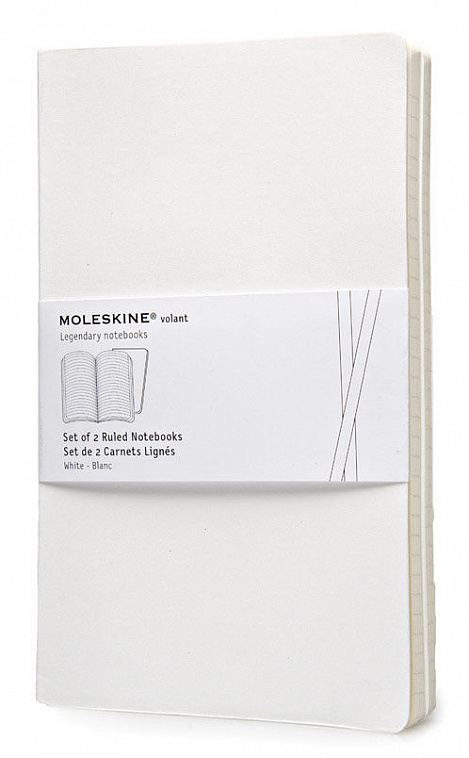 Записная книжка в линейку Moleskine "Volant" Large, 130х210 мм 96 стр мягкая обложка белая (2шт)