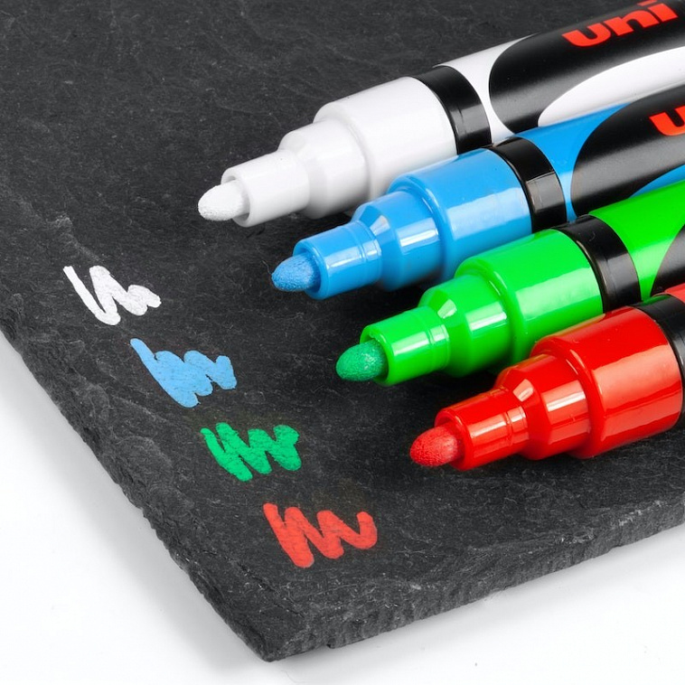 Набор маркеров меловых UNI Chalk "Стандартные цвета" 6 шт, в пластиковой упаковке