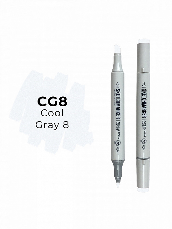 Маркер двухсторонний на спиртовой основе Sketchmarker Цвет Прохладный серый 8 606x758