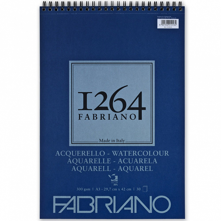 Альбом для акварели на спирали Fabriano "1264 WATERCOLOUR" 29,7х42 см 30 л 300 г