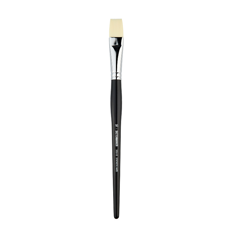 Кисть жесткая синтетика №16 плоская Sketchmarker "352" ручка короткая 606x758