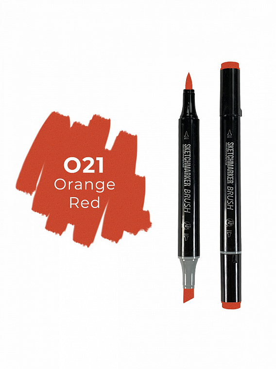 Маркер двухсторонний на спиртовой основе Sketchmarker Brush Цвет Оранжево-красный 606x758