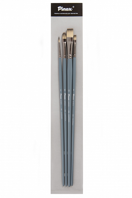 Набор кистей Синтетика Pinax "Artists hi-tech Line" 4 шт, ассорти, длинная ручка