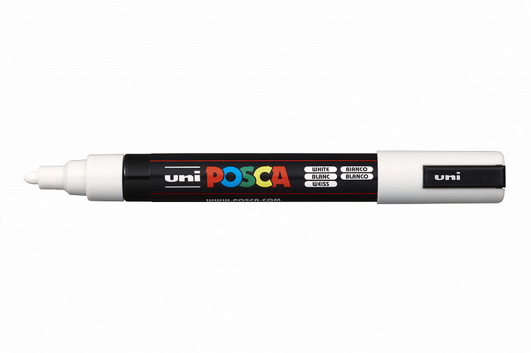 Маркер UNI "POSCA" PC-5M, 1,8-2,5 мм, наконечник пулевидный, цвет белый 606x758