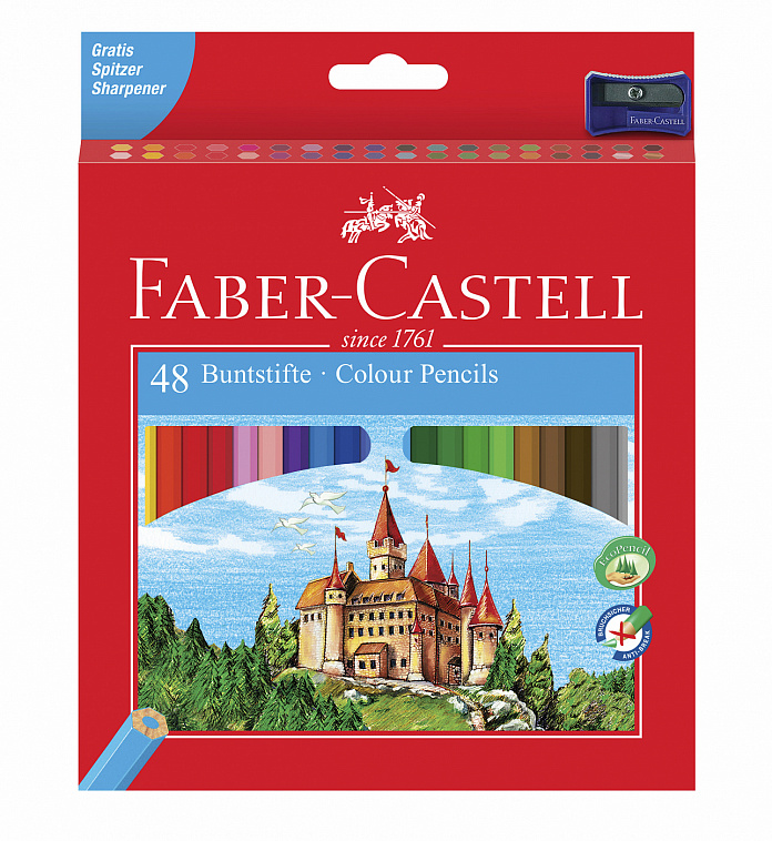 Набор карандашей цветных Faber-castell Eco "Замок" 48 цв + точилка в картоне  