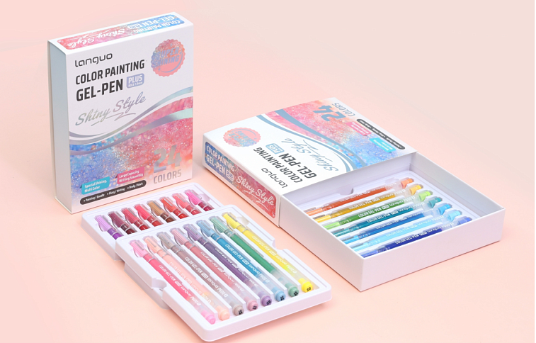 Набор ручек гелевых Languo, 1,00 мм, 24 цветов, с глиттером 606x758