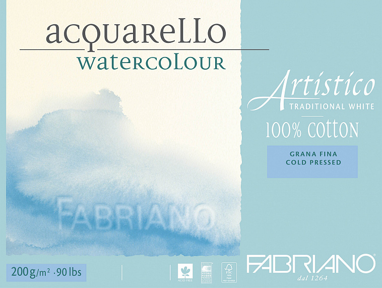 Альбом-склейка для акварели Fabriano "Artistico" Фин 45,5x61 см 15 л 200 г, белая