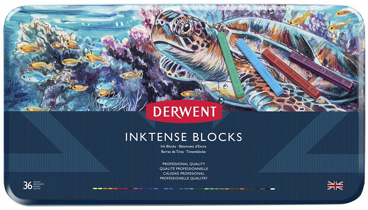 Набор чернильных блоков Derwent "Inktense" 36 цв 75*8 мм в метал кор  