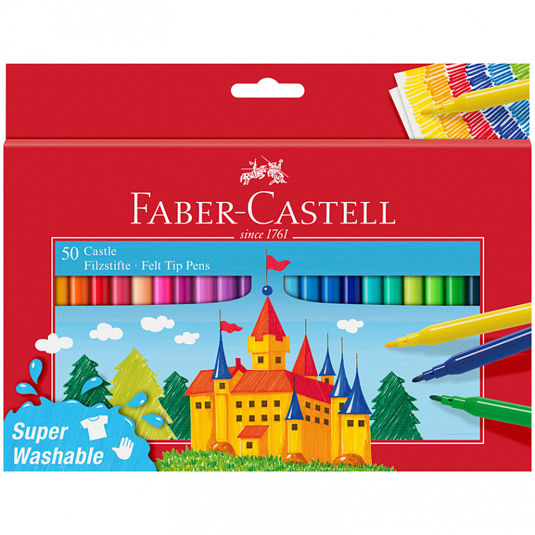 Набор фломастеров Faber-Castell "Замок" 50 цв., смываемые, картон, европодвес