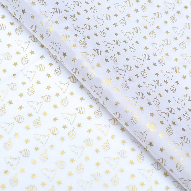 Бумага упаковочная тишью "Ёлочки",50 х 66 см 606x758