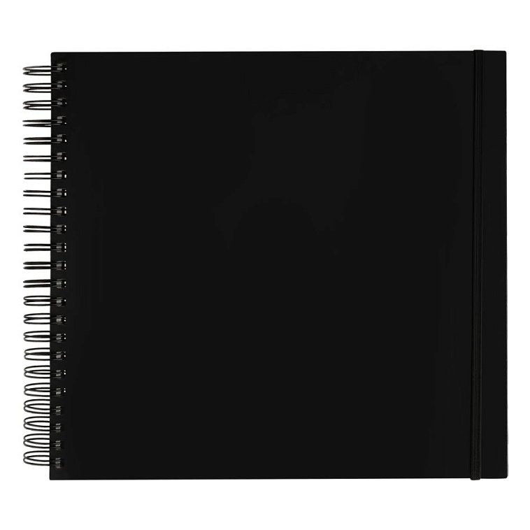 Скетчбук на спирали Гамма "Студия" 30х30 см 100 л 110 г, черный, твердая обложка, на резинке, слон 606x758