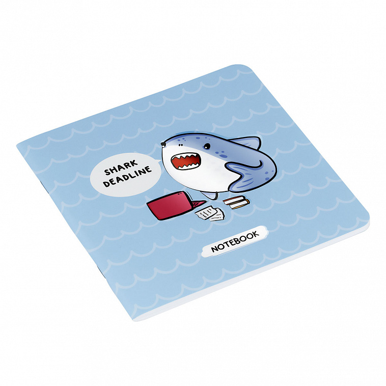 Записная книжка MESHU "Shark deadline" 170*170 мм 40 л, soft-touch ламинация, без линовки