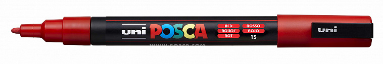 Маркер UNI "POSCA" PC-3M, 0,9-1,3 мм, наконечник пулевидный, №15 цвет красный 606x758
