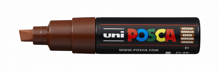 Маркер UNI "POSCA" PC-8K, до 8,0 мм, наконечник скошенный, цвет коричневый 606x758