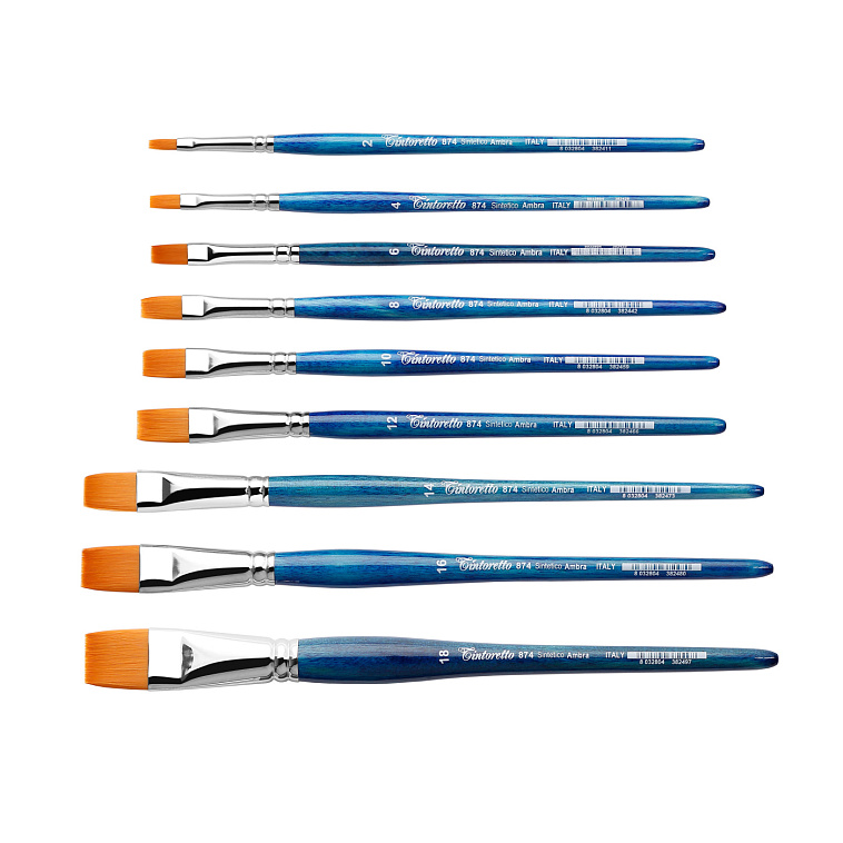 Кисть синтетика №0 плоская Tintoretto "Amber" короткая ручка 606x758