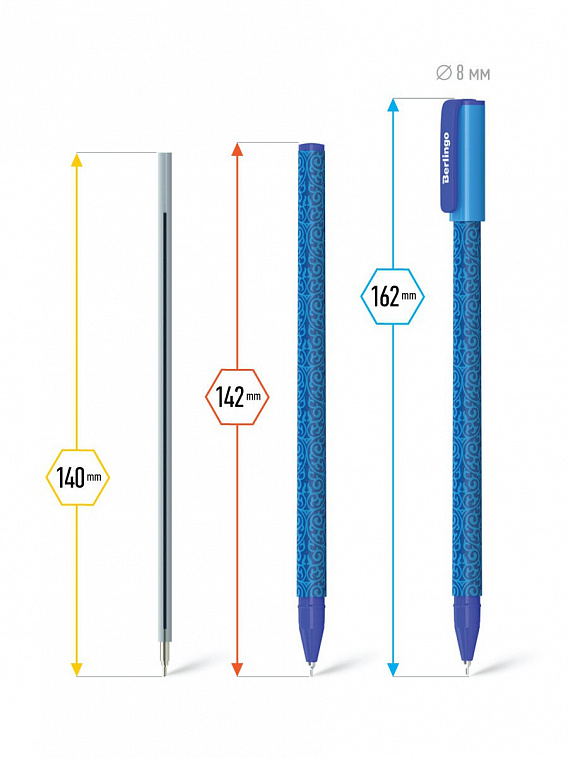 Ручка шариковая Berlingo "Funline. Ornament" 0,7 мм, синяя, рисунок на корпусе, ассорти