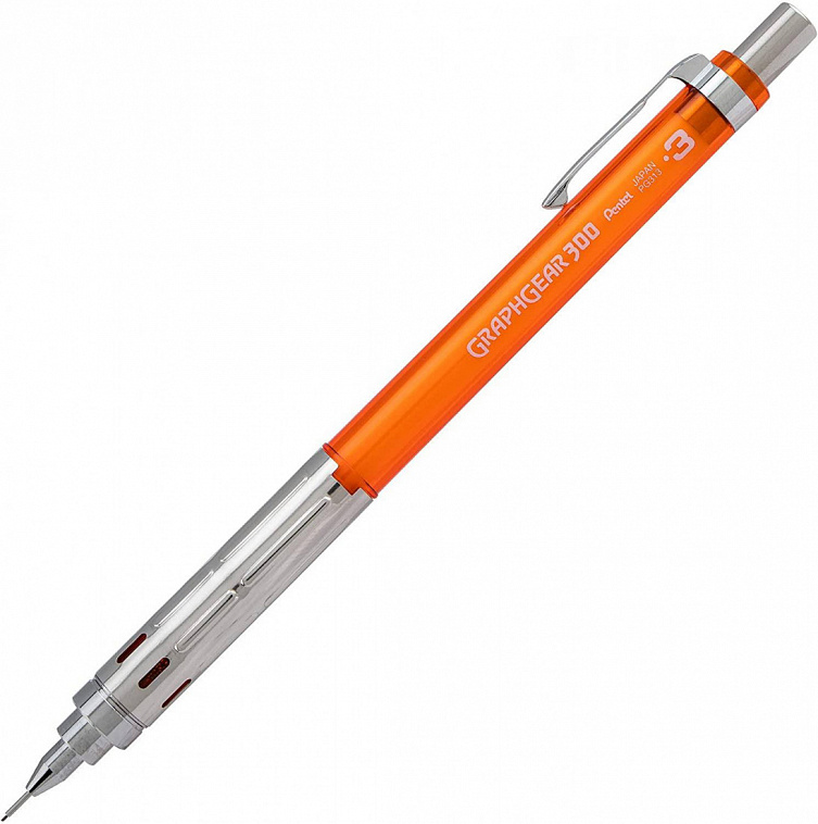 Карандаш автоматический Pentel "GraphGear 300" 0,3 мм , корпус оранжевый
